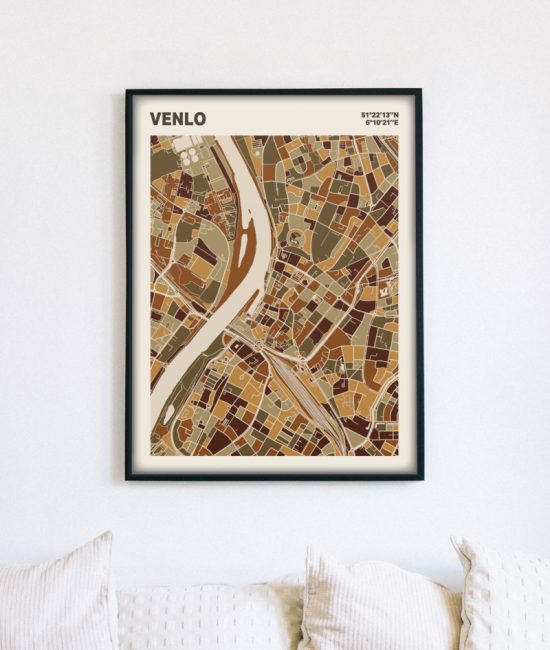 Plattegrond poster Licht Venlo mozaiek stl 03 mockup lijst muur bank 02 | Funky Fellow