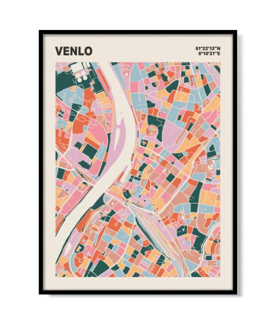 Plattegrond poster Licht Venlo mozaiek stl 04 mockup lijst 05 | Funky Fellow