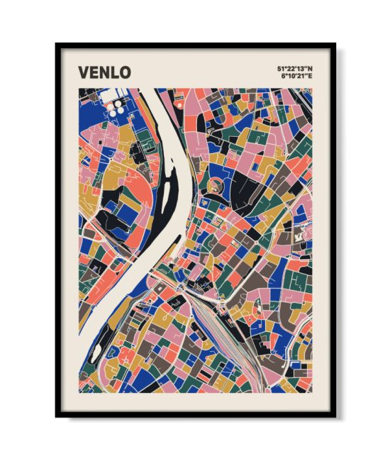 Plattegrond poster Licht Venlo mozaiek stl 05 mockup lijst 05 | Funky Fellow