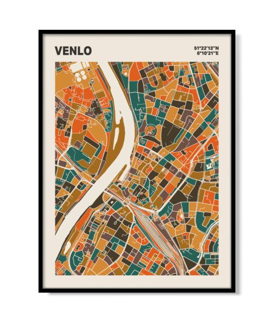 Plattegrond poster Licht Venlo mozaiek stl 06 mockup lijst 05 | Funky Fellow