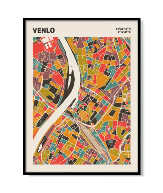 Plattegrond poster Licht Venlo mozaiek stl 07 mockup lijst 05 | Funky Fellow
