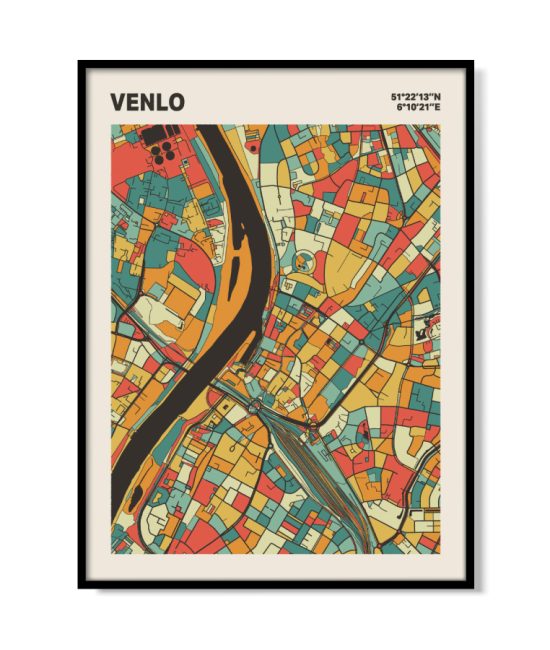 Plattegrond poster Licht Venlo mozaiek stl 08 mockup lijst 05 | Funky Fellow