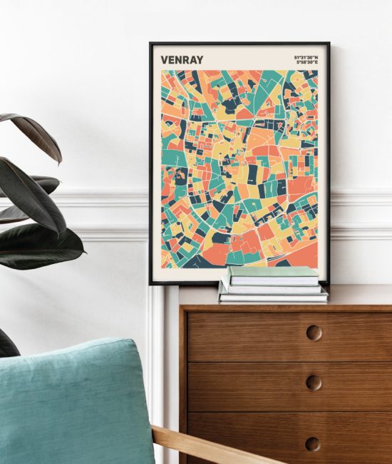 Plattegrond poster Licht Venray mozaiek stl 01 Mockup stoel kast lijst 03 | Funky Fellow