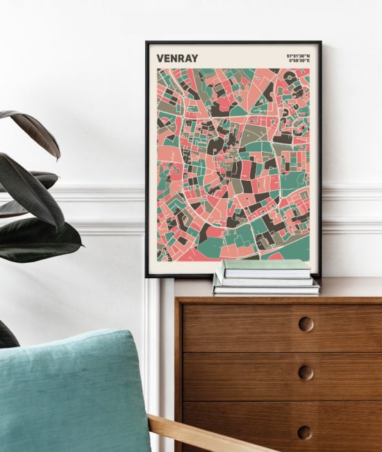 Plattegrond poster Licht Venray mozaiek stl 02 Mockup stoel kast lijst 03 | Funky Fellow
