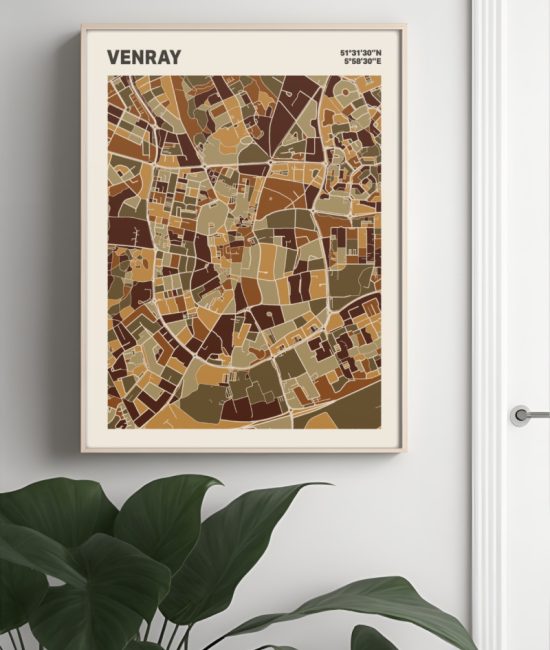 Plattegrond poster Licht Venray mozaiek stl 03 Mockup muur plant lijst 04 | Funky Fellow