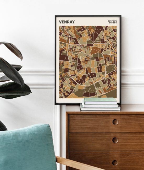 Plattegrond poster Licht Venray mozaiek stl 03 Mockup stoel kast lijst 03 | Funky Fellow
