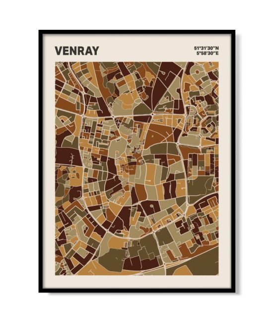 Plattegrond poster Licht Venray mozaiek stl 03 mockup lijst 05 | Funky Fellow