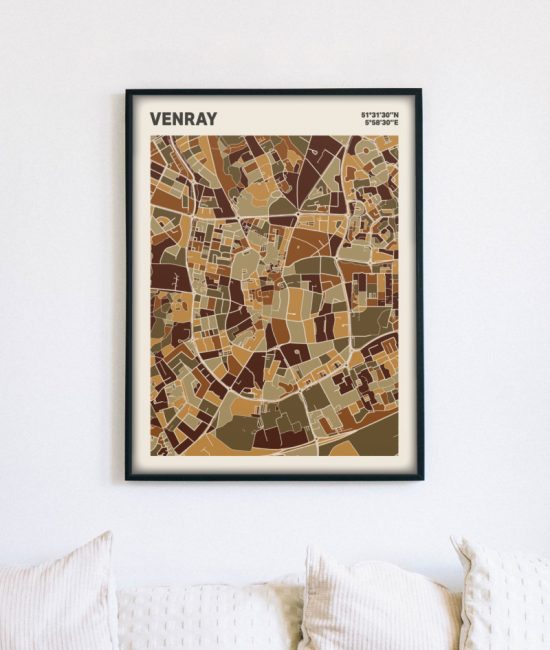 Plattegrond poster Licht Venray mozaiek stl 03 mockup lijst muur bank 02 | Funky Fellow