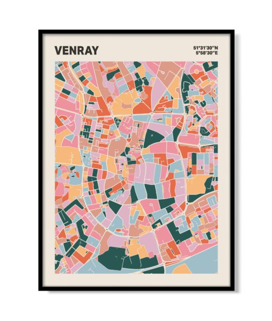 Plattegrond poster Licht Venray mozaiek stl 04 mockup lijst 05 | Funky Fellow