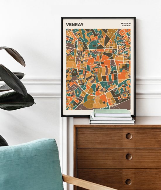 Plattegrond poster Licht Venray mozaiek stl 06 Mockup stoel kast lijst 03 | Funky Fellow