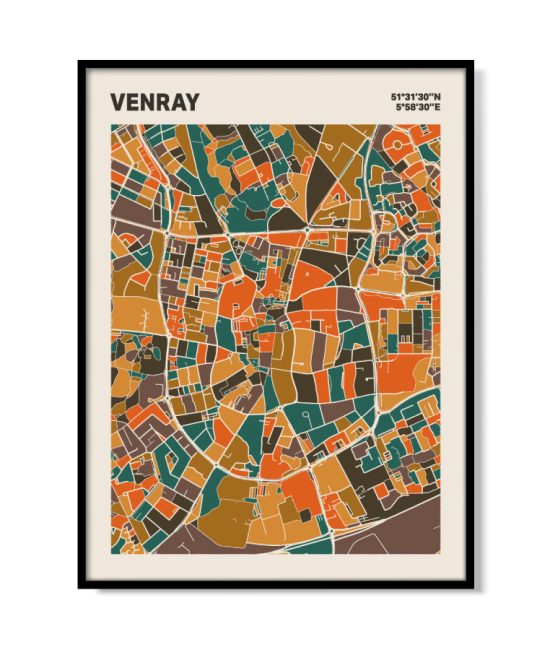 Plattegrond poster Licht Venray mozaiek stl 06 mockup lijst 05 | Funky Fellow