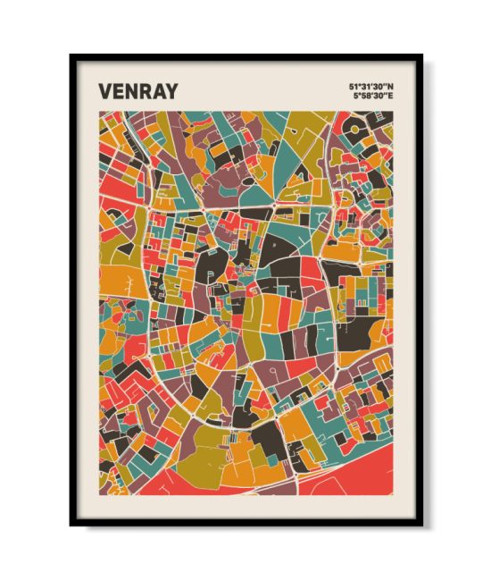 Plattegrond poster Licht Venray mozaiek stl 07 mockup lijst 05 | Funky Fellow