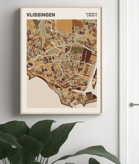 Plattegrond poster Licht Vlissingen mozaiek stl 03 Mockup muur plant lijst 04 | Funky Fellow