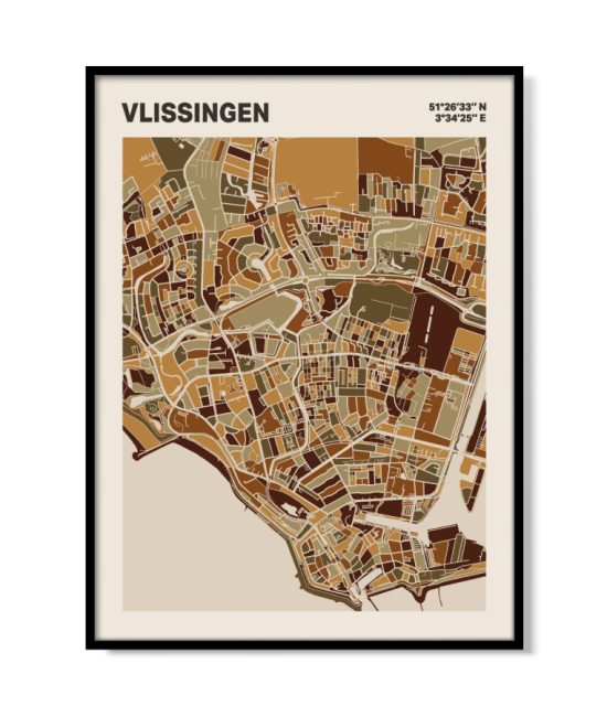 Plattegrond poster Licht Vlissingen mozaiek stl 03 mockup lijst 05 | Funky Fellow