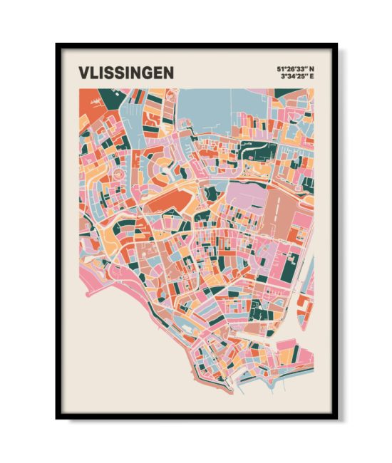Plattegrond poster Licht Vlissingen mozaiek stl 04 mockup lijst 05 | Funky Fellow