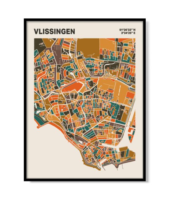 Plattegrond poster Licht Vlissingen mozaiek stl 06 mockup lijst 05 | Funky Fellow