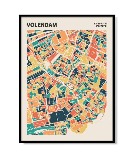 Plattegrond poster Licht Volendam mozaiek stl 01 mockup lijst 05 | Funky Fellow
