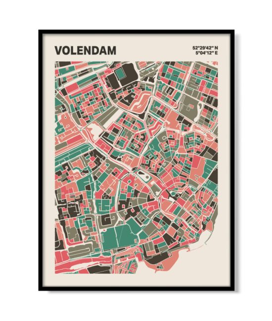 Plattegrond poster Licht Volendam mozaiek stl 02 mockup lijst 05 | Funky Fellow