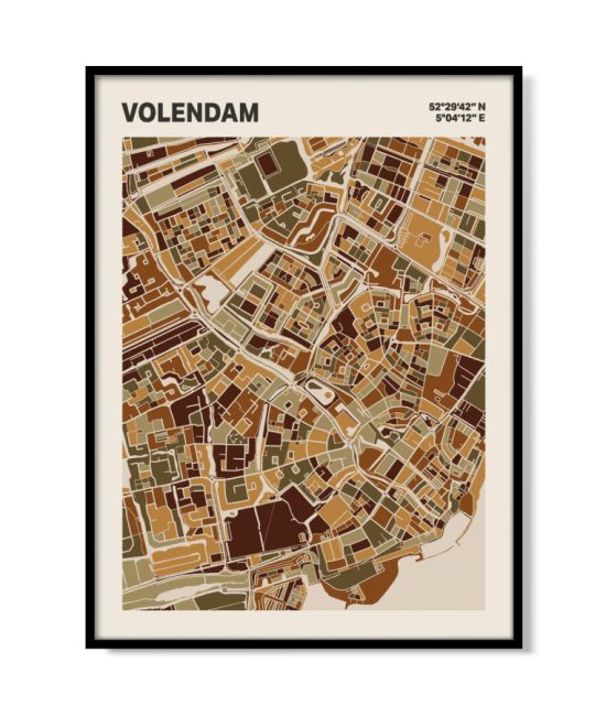 Plattegrond poster Licht Volendam mozaiek stl 03 mockup lijst 05 | Funky Fellow