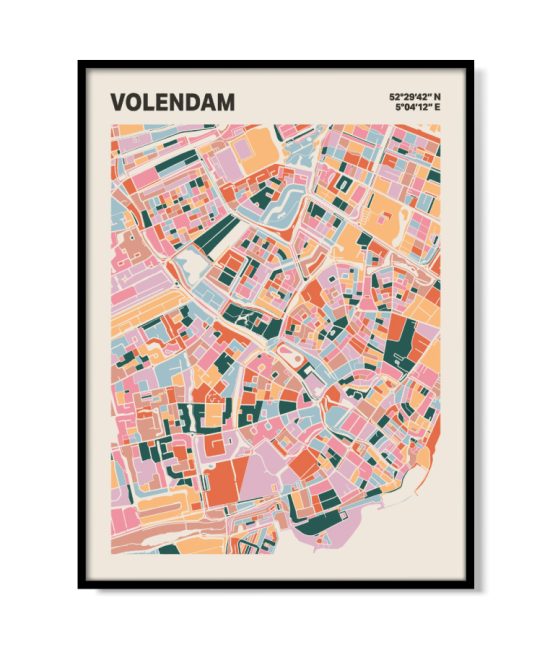 Plattegrond poster Licht Volendam mozaiek stl 04 mockup lijst 05 | Funky Fellow