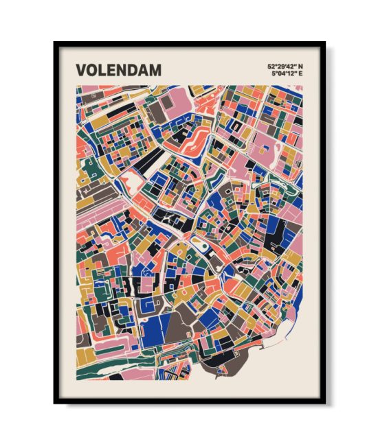 Plattegrond poster Licht Volendam mozaiek stl 05 mockup lijst 05 | Funky Fellow