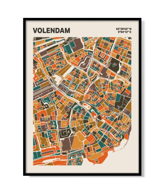 Plattegrond poster Licht Volendam mozaiek stl 06 mockup lijst 05 | Funky Fellow