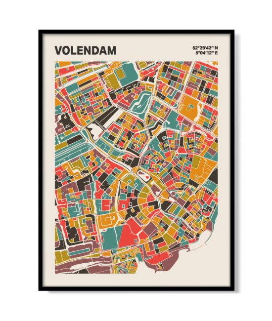 Plattegrond poster Licht Volendam mozaiek stl 07 mockup lijst 05 | Funky Fellow