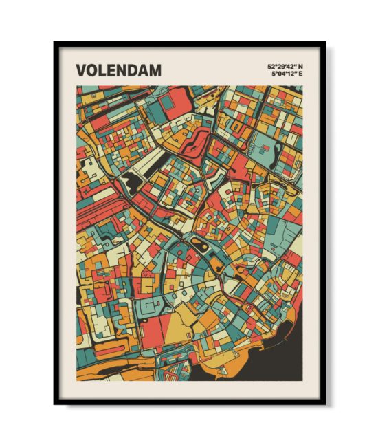 Plattegrond poster Licht Volendam mozaiek stl 08 mockup lijst 05 | Funky Fellow