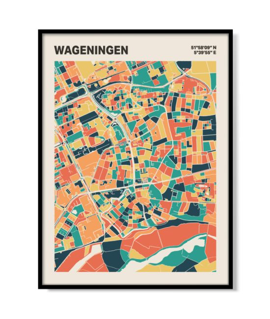 Plattegrond poster Licht Wageningen mozaiek stl 01 mockup lijst 05 | Funky Fellow