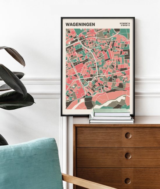 Plattegrond poster Licht Wageningen mozaiek stl 02 Mockup stoel kast lijst 03 | Funky Fellow