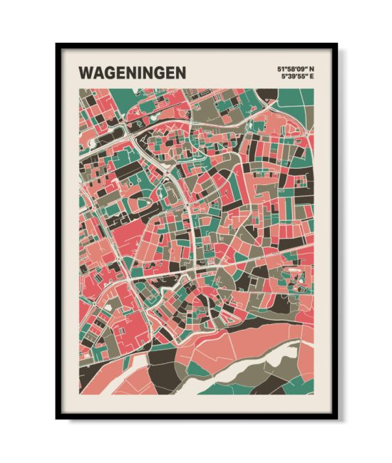 Plattegrond poster Licht Wageningen mozaiek stl 02 mockup lijst 05 | Funky Fellow
