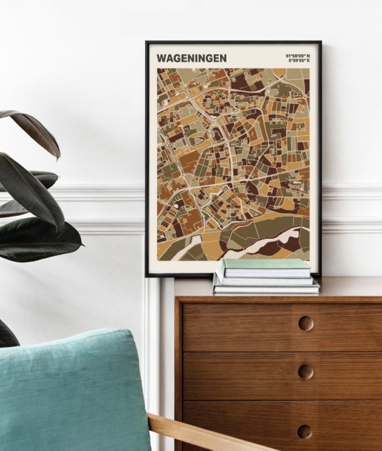 Plattegrond poster Licht Wageningen mozaiek stl 03 Mockup stoel kast lijst 03 | Funky Fellow