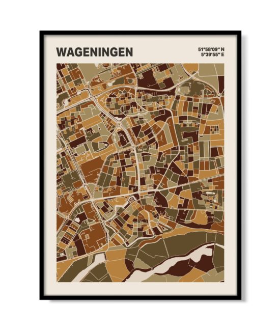 Plattegrond poster Licht Wageningen mozaiek stl 03 mockup lijst 05 | Funky Fellow