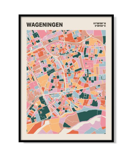 Plattegrond poster Licht Wageningen mozaiek stl 04 mockup lijst 05 | Funky Fellow