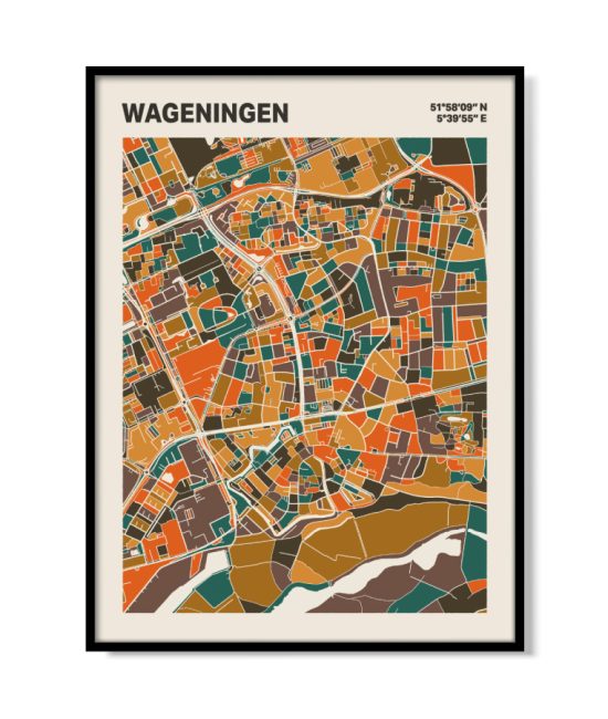 Plattegrond poster Licht Wageningen mozaiek stl 06 mockup lijst 05 | Funky Fellow