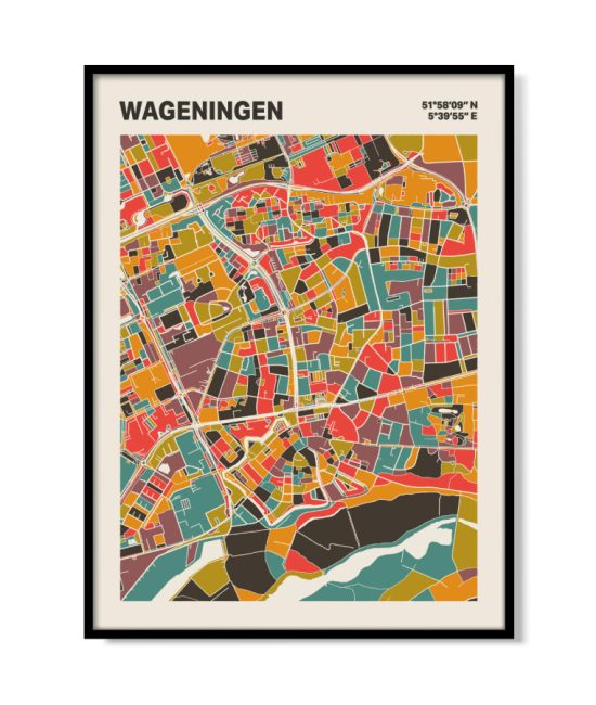 Plattegrond poster Licht Wageningen mozaiek stl 07 mockup lijst 05 | Funky Fellow