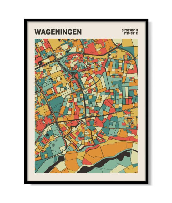 Plattegrond poster Licht Wageningen mozaiek stl 08 mockup lijst 05 | Funky Fellow