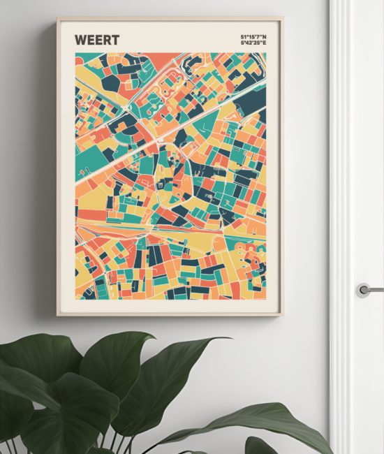 Plattegrond poster Licht Weert mozaiek stl 01 Mockup muur plant lijst 04 | Funky Fellow