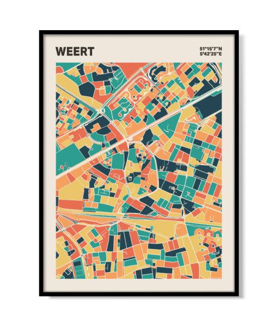 Plattegrond poster Licht Weert mozaiek stl 01 mockup lijst 05 | Funky Fellow
