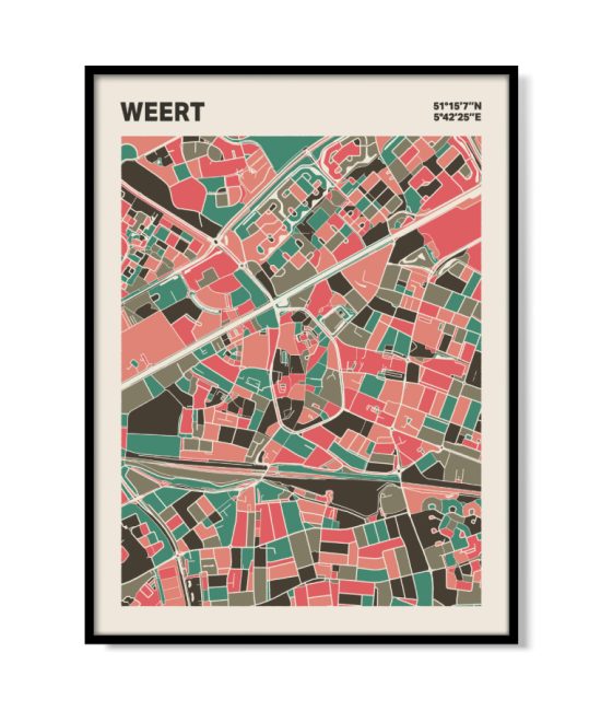 Plattegrond poster Licht Weert mozaiek stl 02 mockup lijst 05 | Funky Fellow