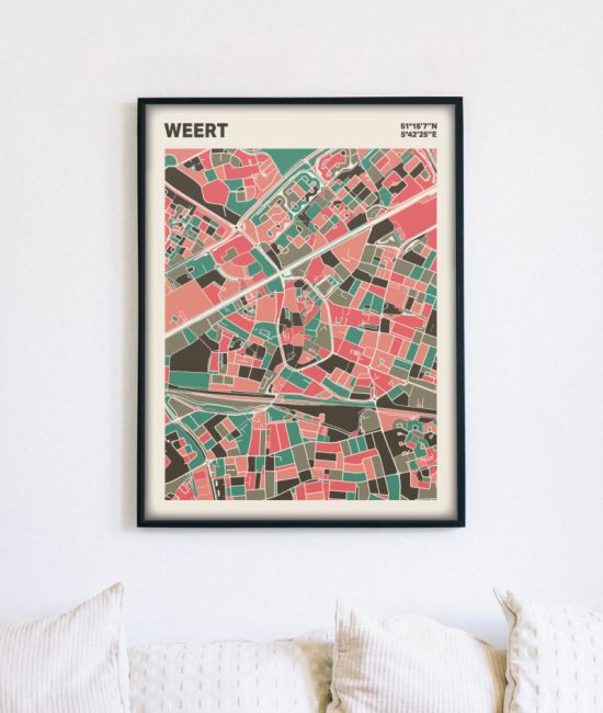 Plattegrond poster Licht Weert mozaiek stl 02 mockup lijst muur bank 02 | Funky Fellow