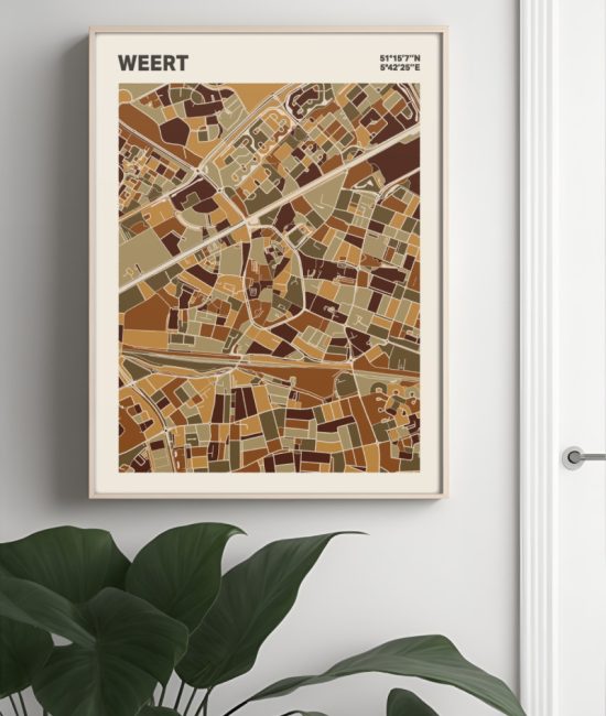 Plattegrond poster Licht Weert mozaiek stl 03 Mockup muur plant lijst 04 | Funky Fellow