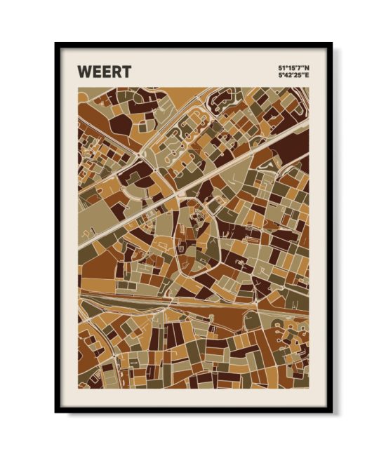Plattegrond poster Licht Weert mozaiek stl 03 mockup lijst 05 | Funky Fellow