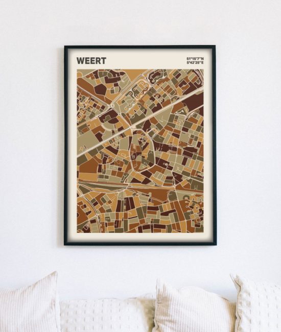 Plattegrond poster Licht Weert mozaiek stl 03 mockup lijst muur bank 02 | Funky Fellow