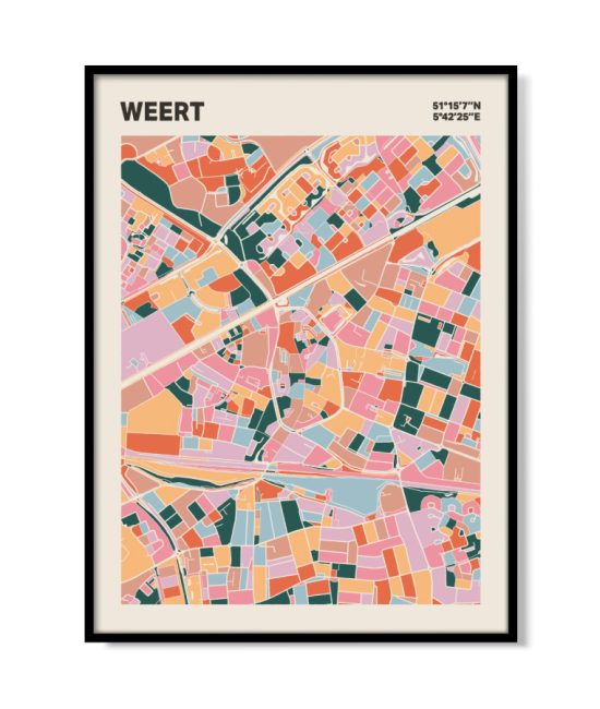 Plattegrond poster Licht Weert mozaiek stl 04 mockup lijst 05 | Funky Fellow