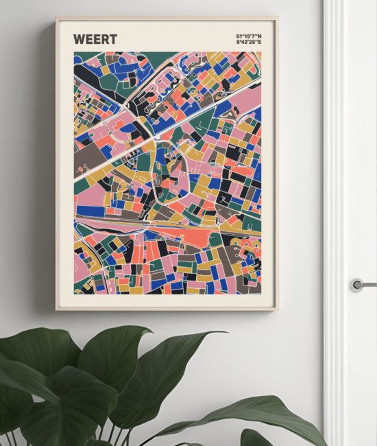 Plattegrond poster Licht Weert mozaiek stl 05 Mockup muur plant lijst 04 | Funky Fellow