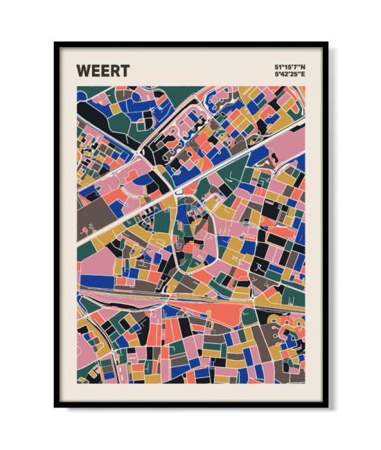 Plattegrond poster Licht Weert mozaiek stl 05 mockup lijst 05 | Funky Fellow