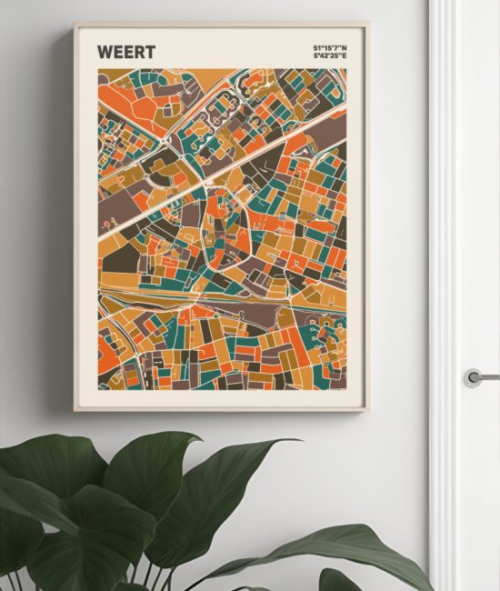 Plattegrond poster Licht Weert mozaiek stl 06 Mockup muur plant lijst 04 | Funky Fellow
