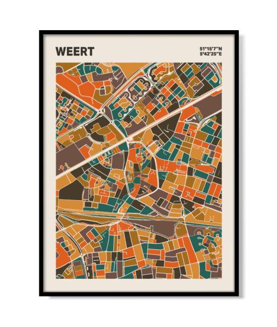 Plattegrond poster Licht Weert mozaiek stl 06 mockup lijst 05 | Funky Fellow