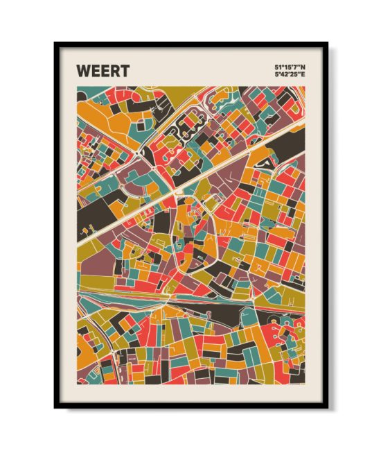 Plattegrond poster Licht Weert mozaiek stl 07 mockup lijst 05 | Funky Fellow